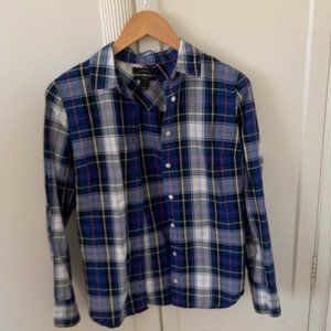 J Crew 100% Cotton Plaid Perfect Fit Shirt Sz 4